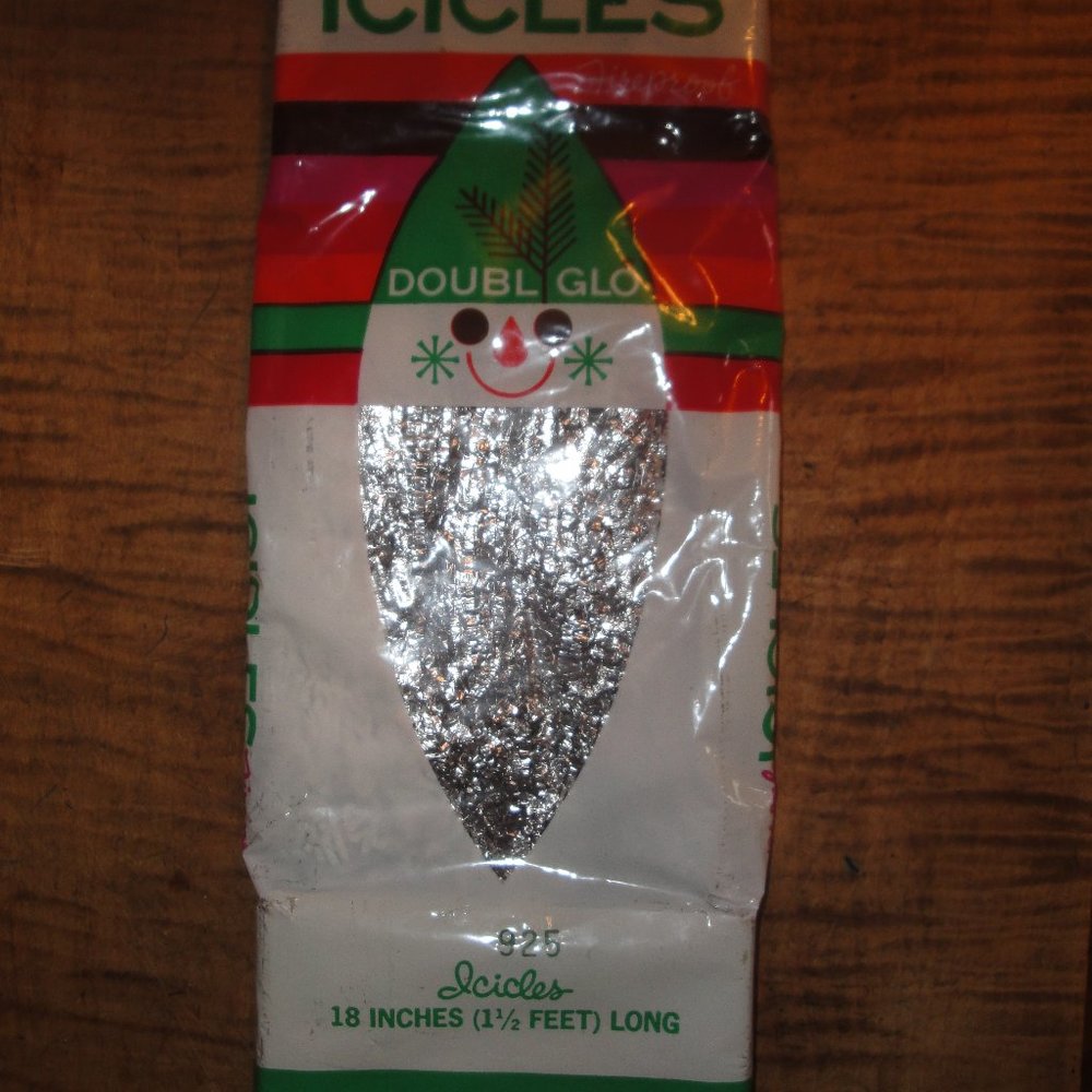 925 Real Antique Metal Foil Christmas Tree Tinsel Icicles Silver Rain Ornaments